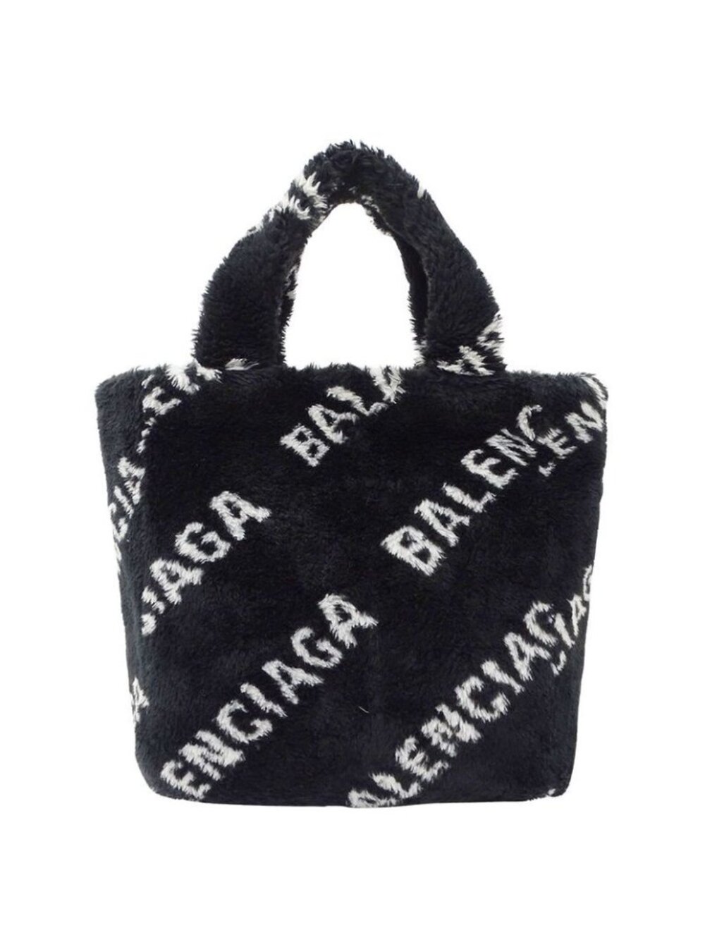 Balenciaga Shoulder Bag Everyday 2-Way Faux Fur Black Logo - Picture 2 of 13